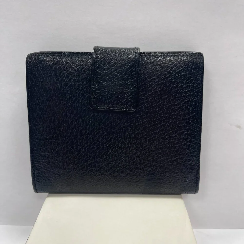 Gucci Black Leather Compact Wallet w/ Silver-tone Hardware - Preowned